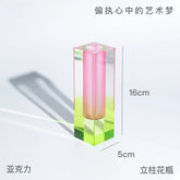 Modern Rainbow Pillar Bud Vase Tabletop Glass Vases Luxury Decorative Acrylic Crystal Nordic Room Decoration Home