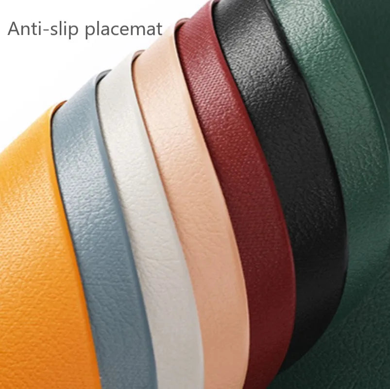 Inyahome Irregular Shape PU Leather Placemats Set Oil-Proof Waterproof for Kitchen Tables Bistro Tables Bars Coffee Shops Hotels