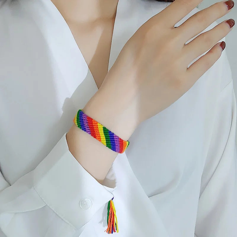 LGBT Pride Bracelet Wristband Lesbian Rope Bracelet LGBT Pride Bracelet Rainbow Bracelet Colorful Popular Fashion Weaving Casual