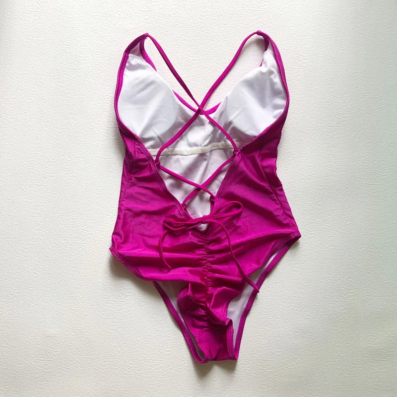 Sexy Padded Swimwear Women Team Bride Love Print One Piece Swimsuit Summer Bathing Suit Bachelor Party Beachwear backless bikini