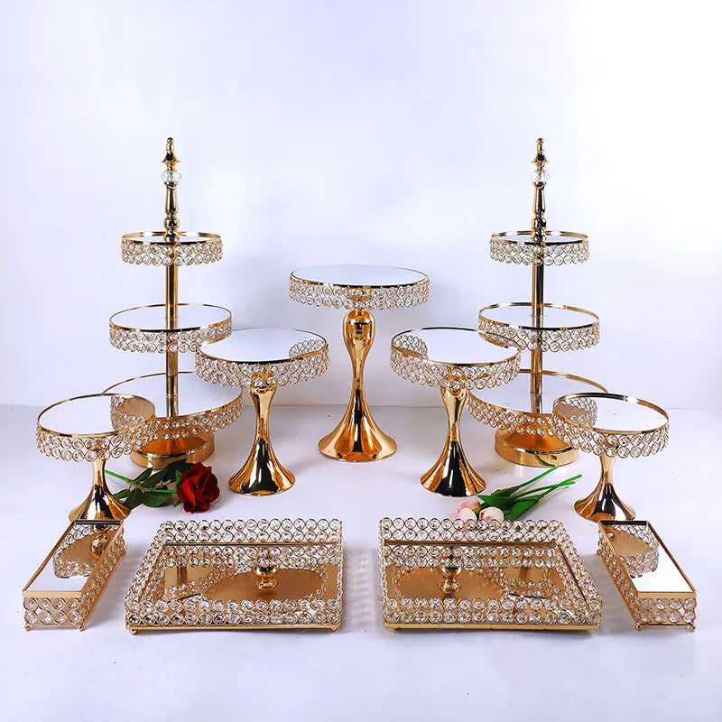 Wedding Centerpieces Party Decoration Table Round Dessert Display Wedding Cupcake Plinth Metal Gold Cake Stand Set