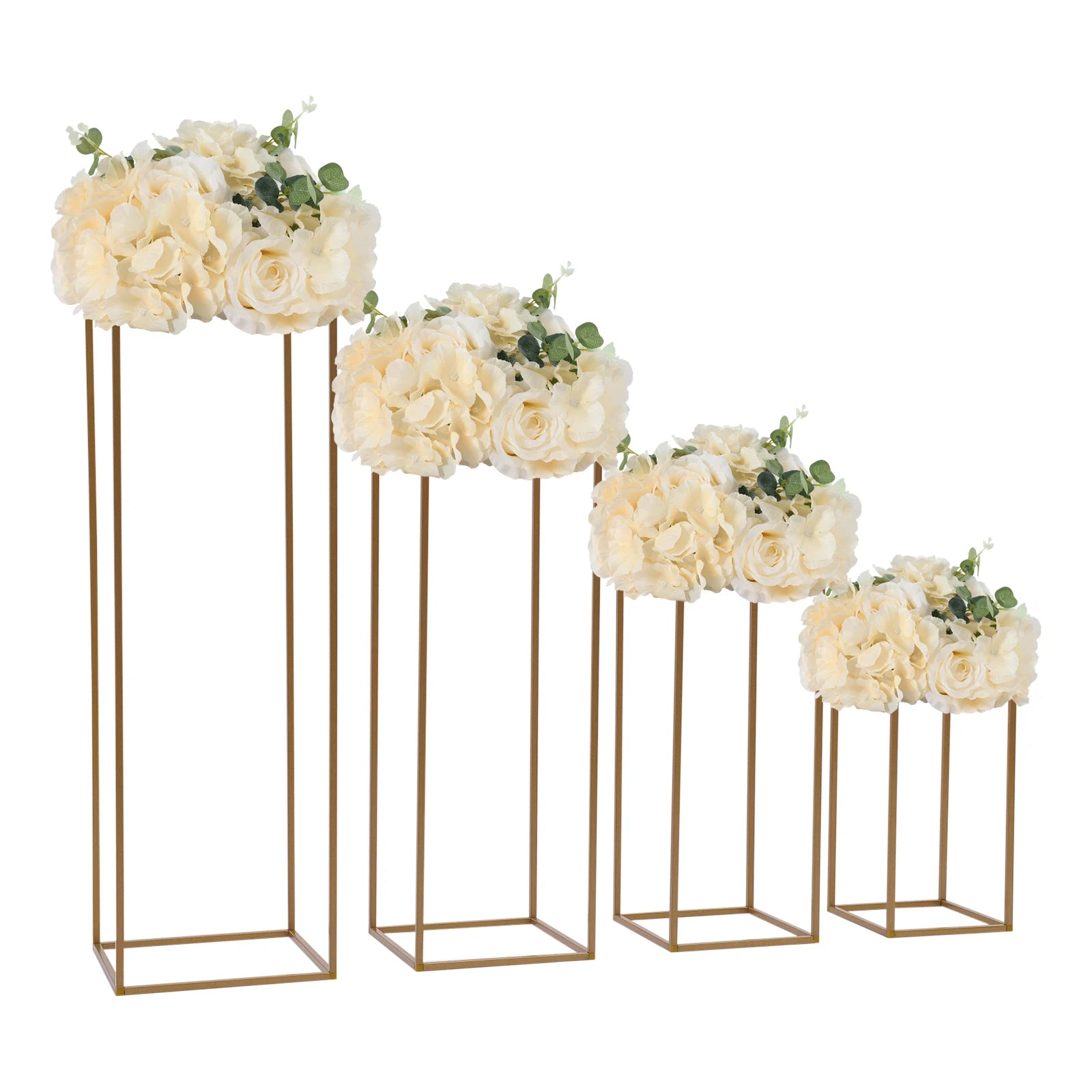 4Pcs Tall Gold Wedding Backdrop Flower Vase Stand Metal Table Centerpieces Decor Floral Arrangement for Party Home Decor