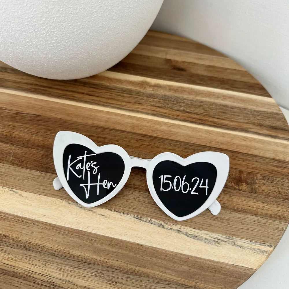 Personalised Wedding Heart Shaped Sunglasses Date Initials Bride To Be Bachelorette Hen Party Bridal Shower Decorate Gifts