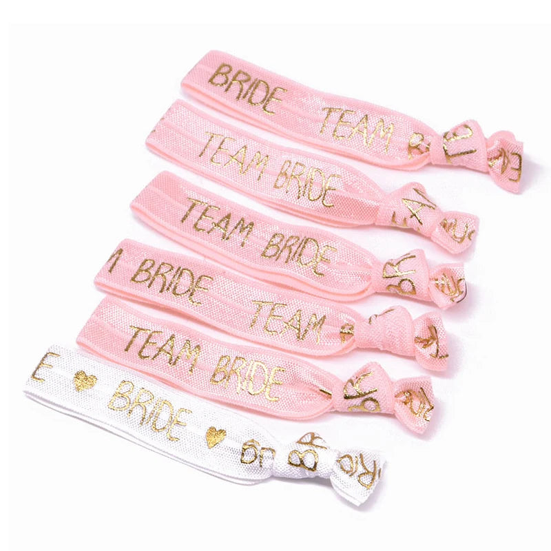 6/11pcs Bachelorette Party Wristbands Team Bride Bracelet Bride To Be Decoration Hen Party Wedding Supplies Hair Ties