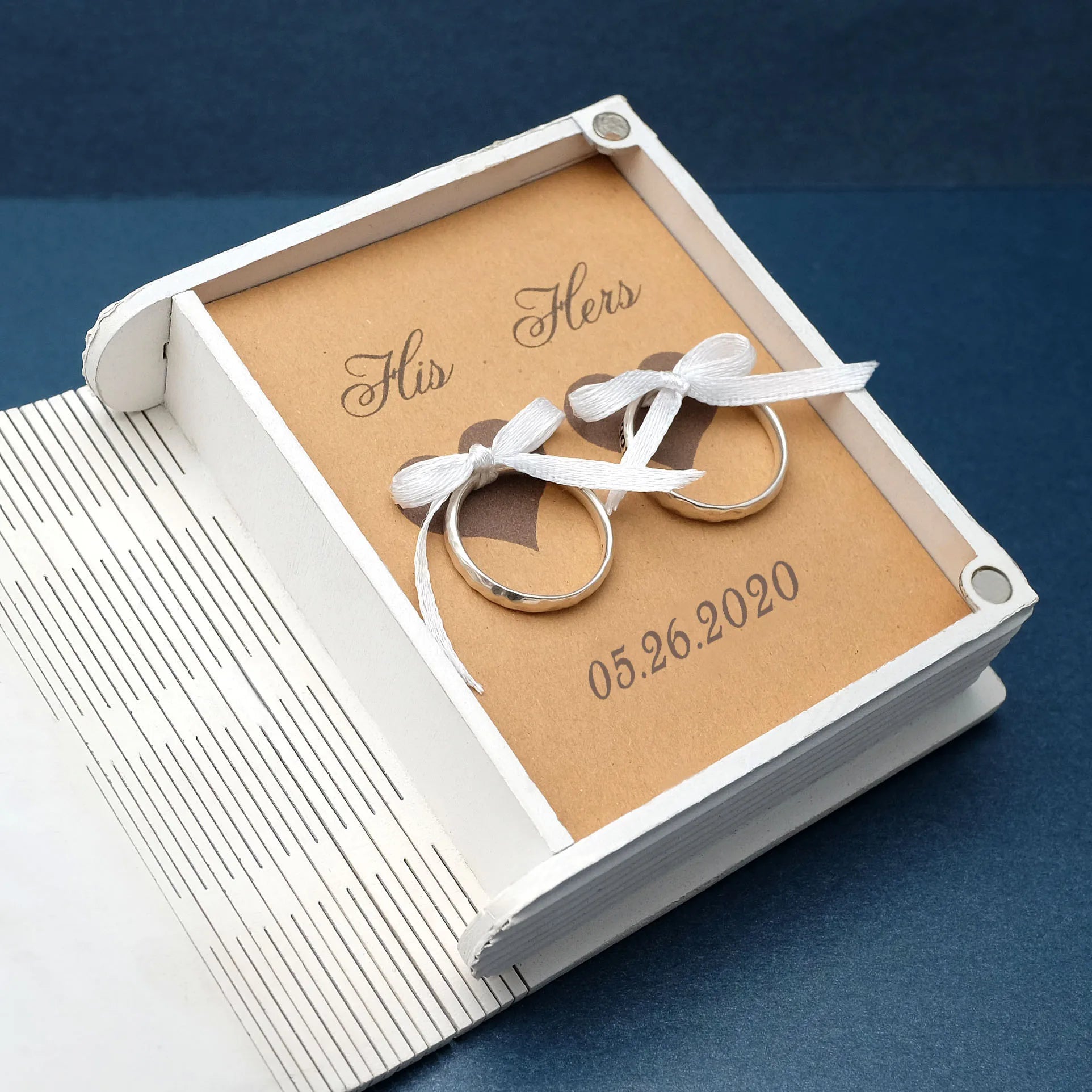 Personalized Wedding Ring Box Custom Book Box Wood Engagement Proposal Rings Bearer Jewelry Holder Personalised Names Date Gift