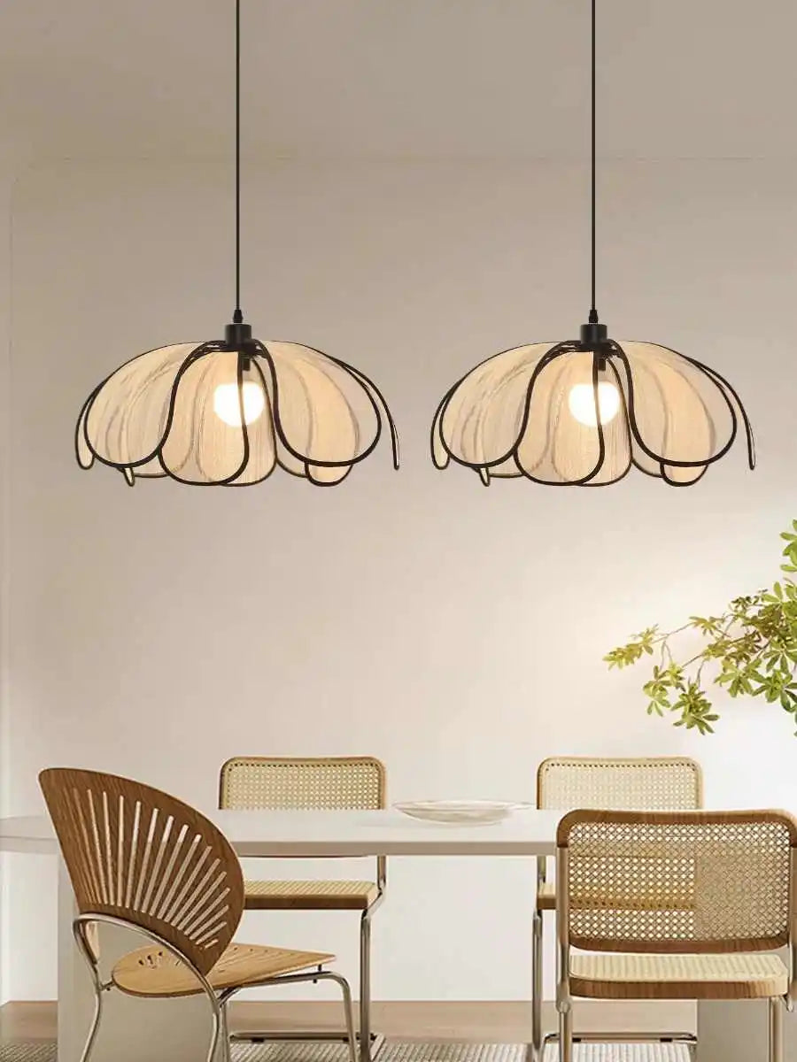 Vintage Hand-Woven Lotus Dining Room Chandelier Bedroom Living Room Lamp European And American art Atmosphere lighting Lamps E27
