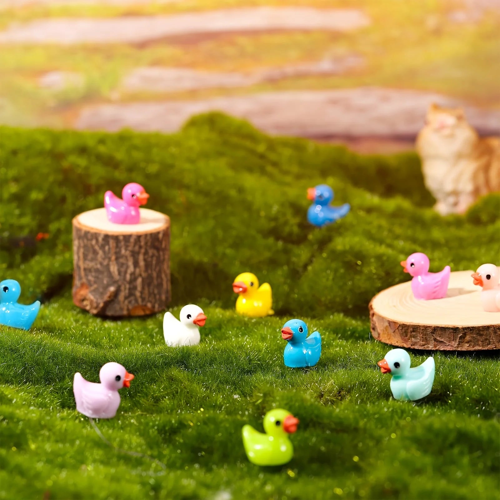 50Pcs Mini Resin Ducks Bulk Tiny Ducks Set for Potted Miniature Decoration Garden Dollhouse Cake Decoration DIY Slime Kit Craft