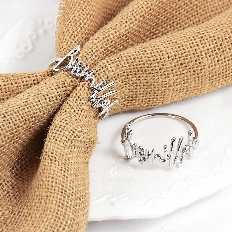 2/4/6Pcs Bismillah Napkin Rings Eid Mubarak Muslim Islamic Ramadan Kareem Alloy Napkin Buckle Wedding Dinner Table Decorations