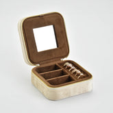 TAIMY Vintage Velvet Travel Jewelry Storage Ring Box Flip with Mirror Organizer Support Logo Custom Retro Green Jewelry Box