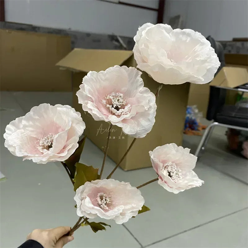 Simulation 5 Poppies High Branch Poppy Bouquet Artificial Artificial Flowers Home Living Room Dining Table Wedding Decoration