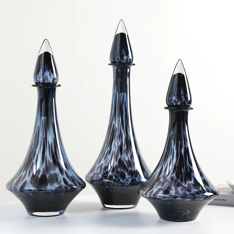 Glass Vase Transparent Leopard Print Flower Vase Glassware with Lid Floral Arrangement Accessories Terrarium Home Decoration