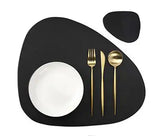 Inyahome Irregular Shape PU Leather Placemats Set Oil-Proof Waterproof for Kitchen Tables Bistro Tables Bars Coffee Shops Hotels