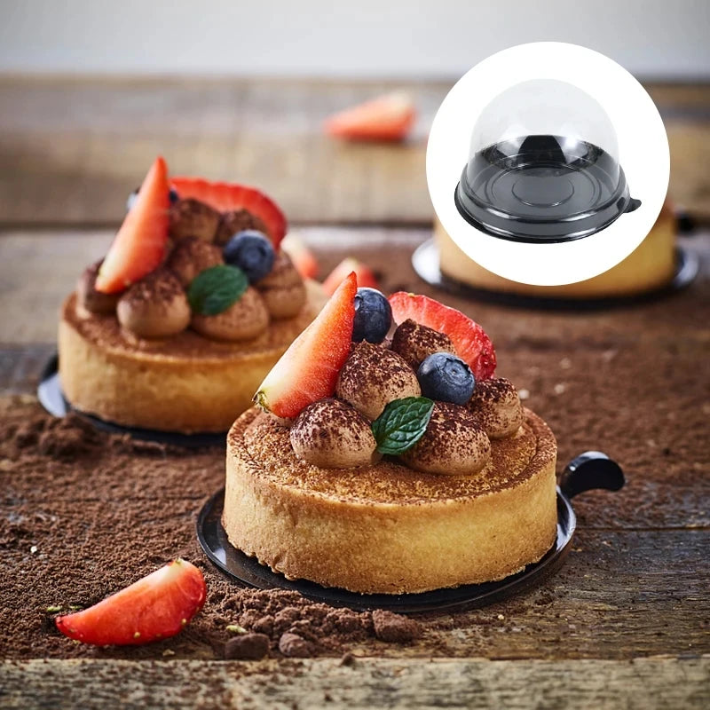 50Pcs Mini Transparent Cake Box Container Muffin Cupcake Dome Pastry Baking Packaging Boxes Wedding Birthday Party Supplies Gift