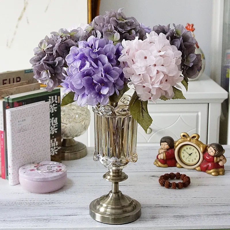 1 Bundle Silk Hydrangea Autumn Vase for Home Decor Valentine's Day Wedding Bridal Bouquet Wall Setting Artificial Flowers Cheap