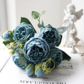 Hot Selling 1pcs/30cm Rose Pink Silk Bouquet Peony Artificial Flower 5 Big Head 4 Small Bud Bride Wedding Home Decoration Artifi