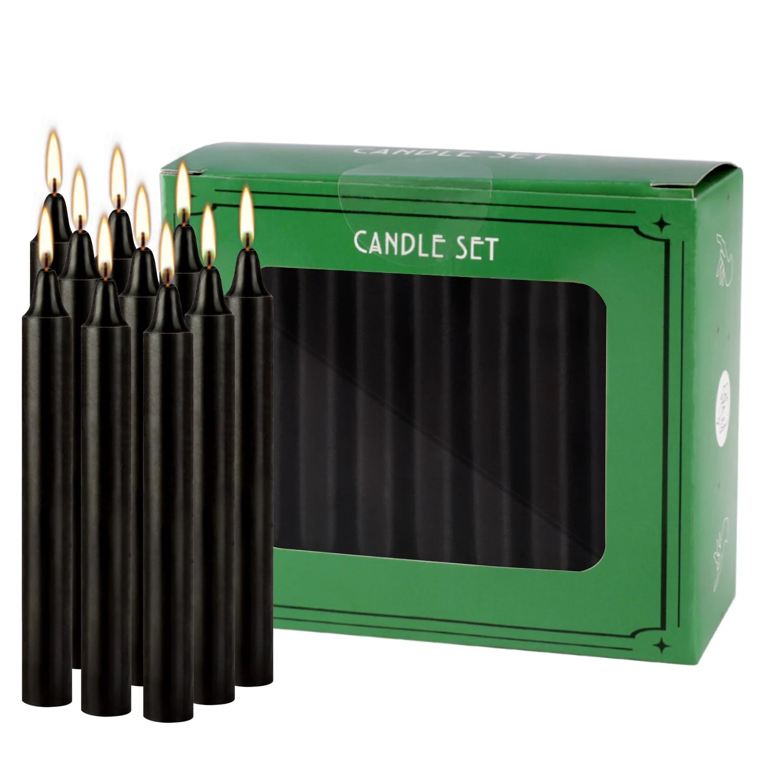 Black 40 Pcs 4Inch Rod Wax, Drip-Free, Smoke-Free, Fragrance-Free, Home Dinner Candles, Hand-Pulled, High-Quality, Suitable for Church, Family, Wedding, Party, Seasonal Celebrations, Emergency Situations and Home Decoration,