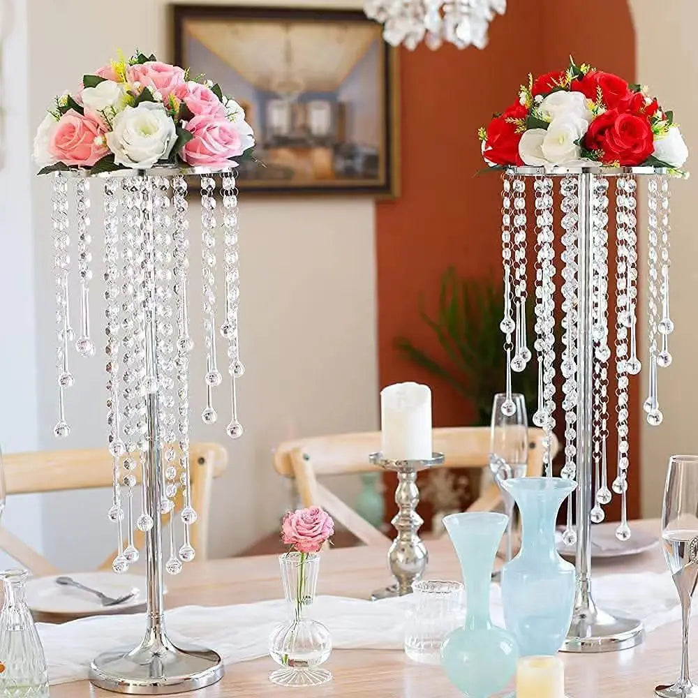10Pcs/Lot Luxurious Crystal Flower Stand Centerpieces Candle Holder For Wedding Party Dinner Restaurant Home Decoration Supplies