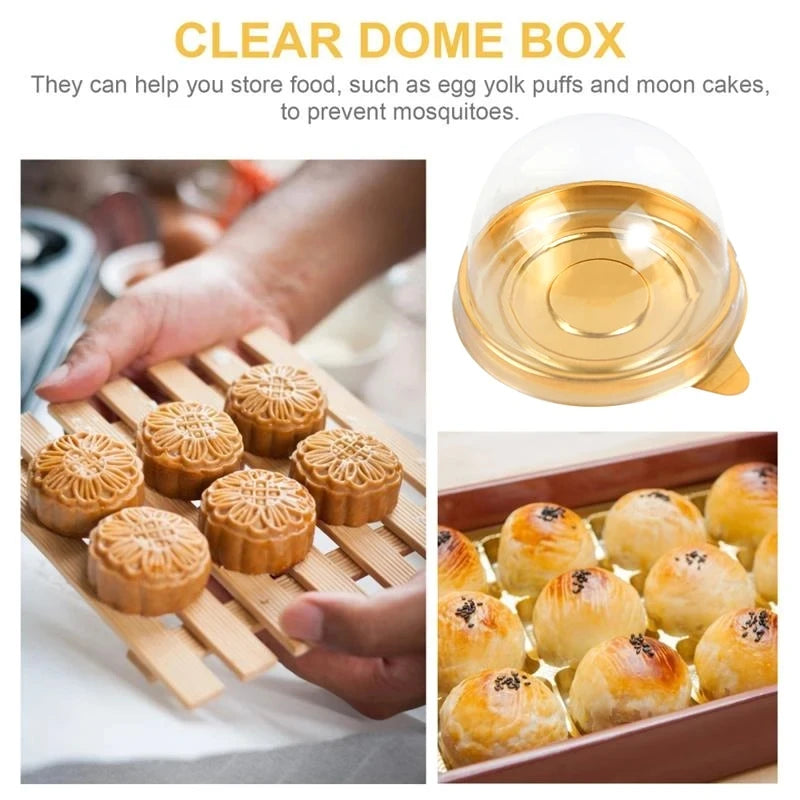 50Pcs Mini Transparent Cake Box Container Muffin Cupcake Dome Pastry Baking Packaging Boxes Wedding Birthday Party Supplies Gift
