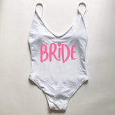 Sexy Padded Swimwear Women Team Bride Love Print One Piece Swimsuit Summer Bathing Suit Bachelor Party Beachwear backless bikini