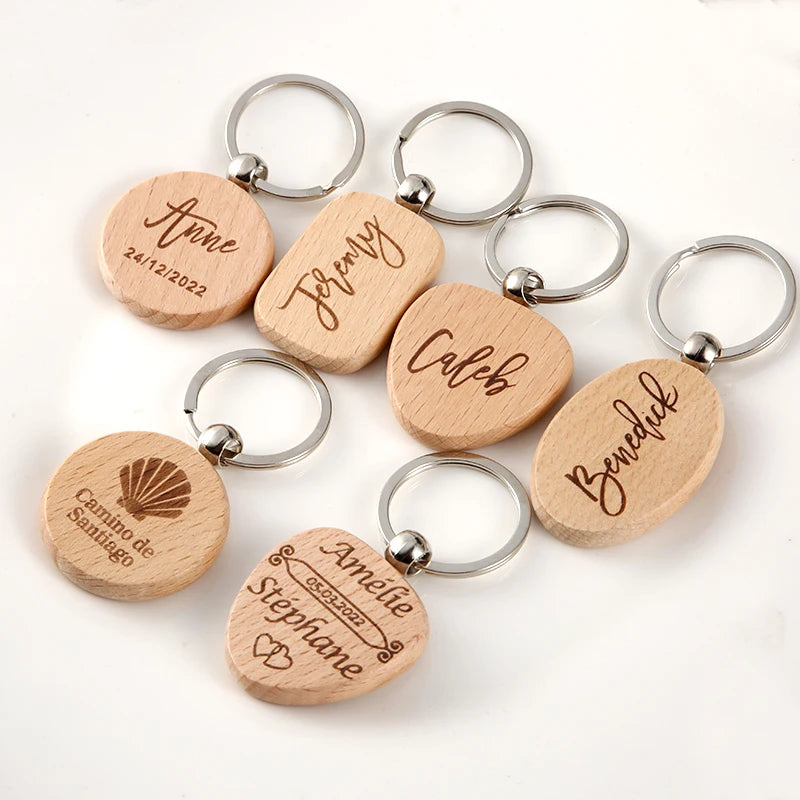 Custom Engraved wedding names Wood Key Chain - Personalized Wood Heart Key Chain - Custom Gifts for wedding supplies gift