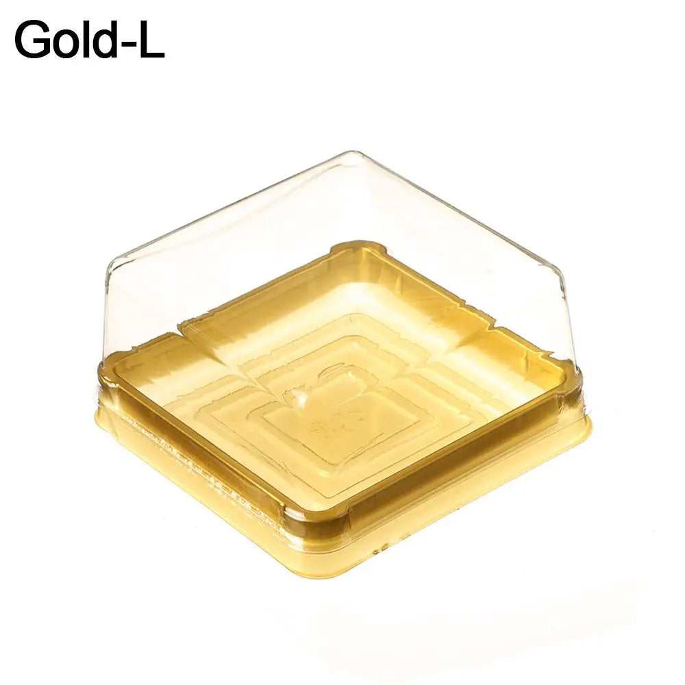 50pcs Plastic Square Moon Cake Boxes Egg-Yolk Puff Container Golden Packing Box Multi Size