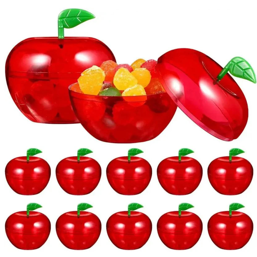 5/10pcs Apple Containers Snow White Decorations Plastic Cookie Jars Red Apple Container Candy Boxes Apples Gift Party Favor