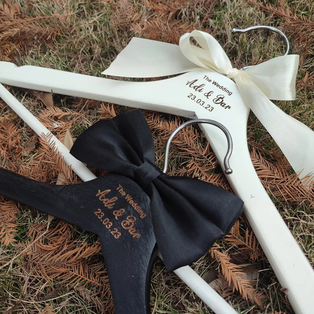 Personalized Wedding Dress Hanger, Engraved Bride and Groom Hangers, Wedding Dress Hanger