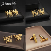 Atoztide Fashion Personalized Custom Name Cufflinks for Men Shirt Cuff Buttons Letter Initials Jewelry Wedding GiftsAccessories