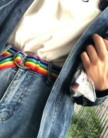 Hot Sale new Trendy rainbow Colors Exquisite Waist Belt for Women Lady Pretty canvas Thin Skinny Waist Belt Dress Accessory