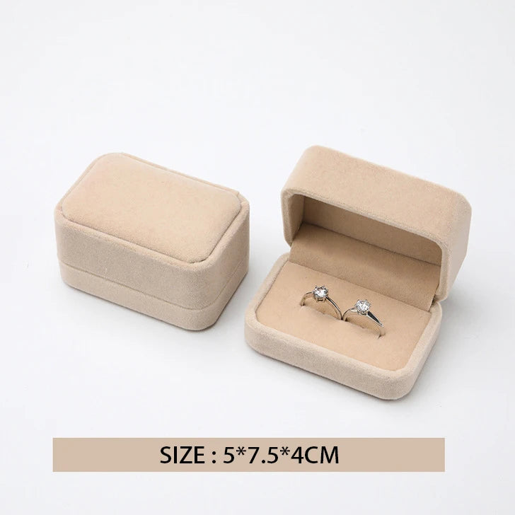 Custom Flannel Ring Box Double Slot Ring Bearer Box Wedding Jewelry Box gift for Girlfriend Personalized engagement ring box