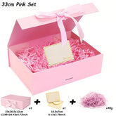 3 Sizes Available Luxury Magnetic Gift Box With Lid Ribbon Lafite Grass Greeting Card Valentine's Day Gift Packaging Box