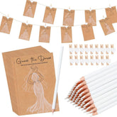 10/20Set Guessing Wedding Dress Up Game Card Bridal Shower Hand Drawing Games Card with Clips Pens Engagement Wedding Decoration
