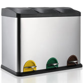 15/45L Rectangular Kitchen Pedal Bin,Stainless Steel Strong Pedal, Silent Soft Close Lid, Stay-Open Lid, Non-Skid Base In Bucket