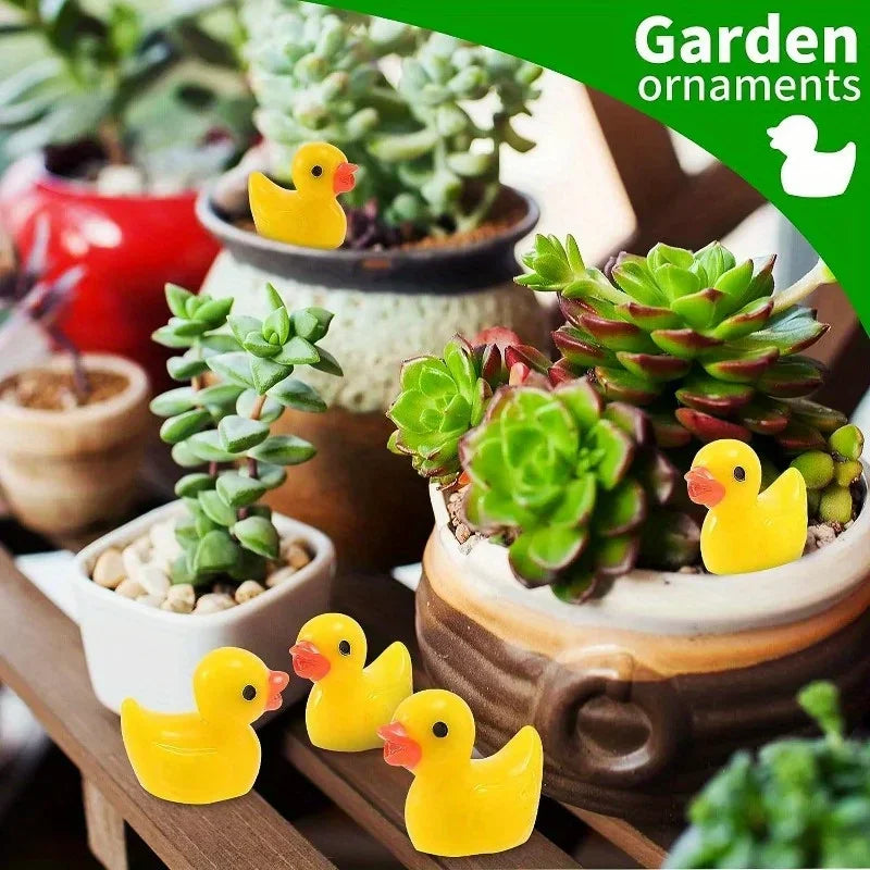 30/50Pc Mini Resin Yellow Duck Miniature Figures Micro Fairy Garden Landscape Doll House Dollhouse Potted Plants Cake Decor