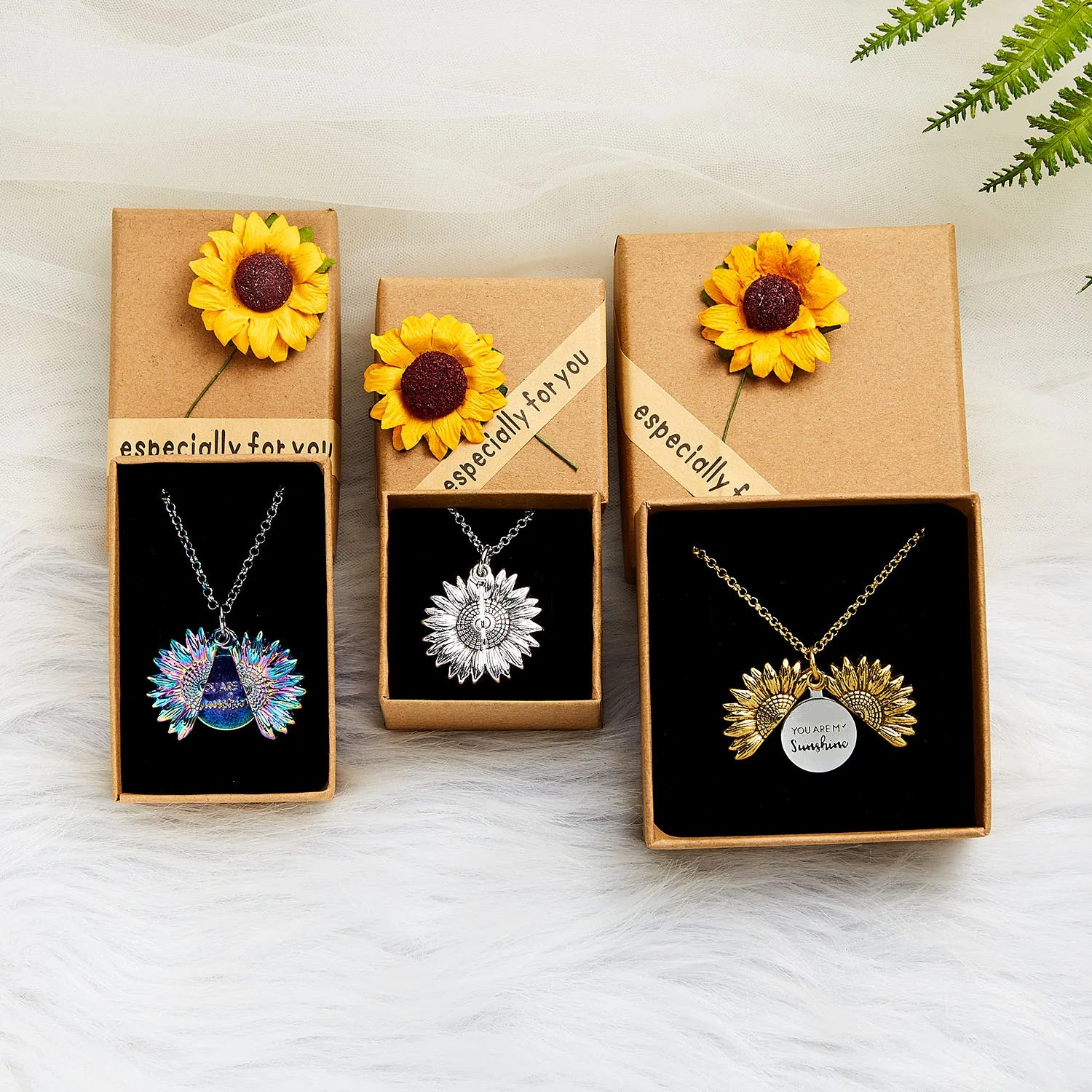 "especially for you" Daisy Sunflower Paper Box Ring Earrings Bracelets Necklace Gifts Box Couple Friends Mom Dad Family Jewelry
