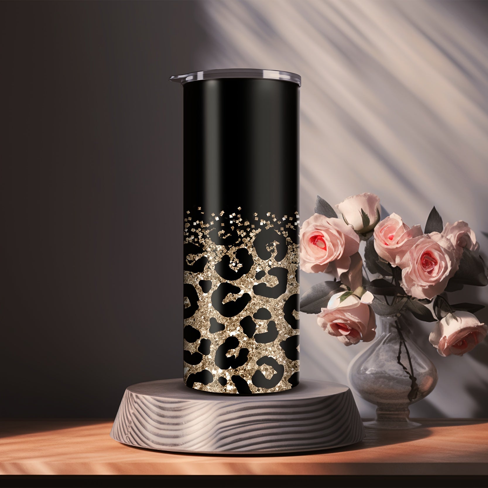 1pc, Leopard Print Tumbler With Lid And Straw, 20oz Stainless Steel Water Bottle, Insulated Straight Water Cups, Summer Winter Drinkware, Outdoor Travel Accessories, Valentine's Day Gifts