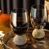 2pcs Luxe Stemless Wine Glass Set, Hand-Blown Insulated Glassware, Rhinestone Embellished, Smoke Grey, Reusable for Cocktails, Red Wine, Whiskey - Ideal for Christmas, Halloween, Easter, Thanksgiving, Hanukkah Gifts