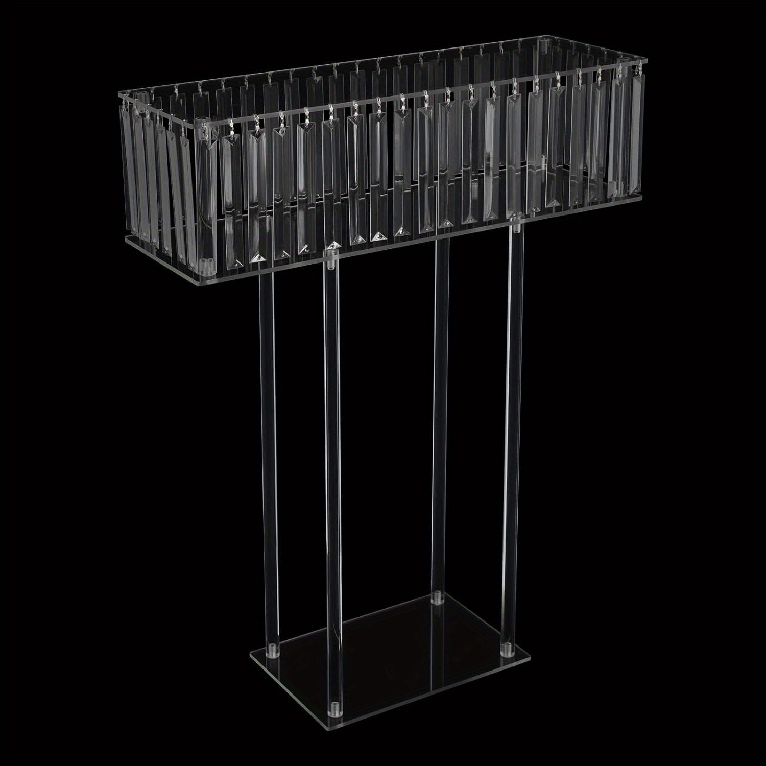 Large Modern Acrylic Wedding Flower Stand with Hanging Pendants - 9.36meter-like Height (59.94cmL x 77.98cmH) Clear Vase, Sturdy Base /Table Centerpiece