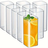 6pcs Glass Cups, 15oz Square Drinking Glasses Set, Square Glass Cups, Thin Highball Glasses Drink Tumbler Set, Clear Tall Glass Cups For Tea Iced Coffee, Water, Juice, Beer, Whiskey, Cocktails, Kitchen Party Home Bar Accessor