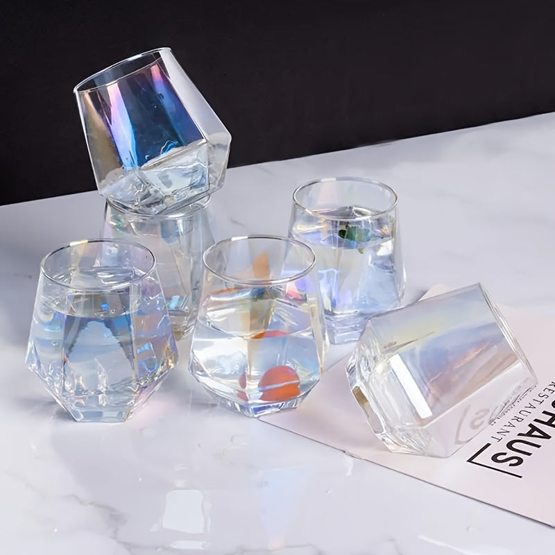 Color-Changing Hexagonal Glass Cup Set - Reusable, Lead-Free Drinking Glasses for Water, Wine, Tea & Juice - Perfect for Home Use, Cup Covers for Drinks