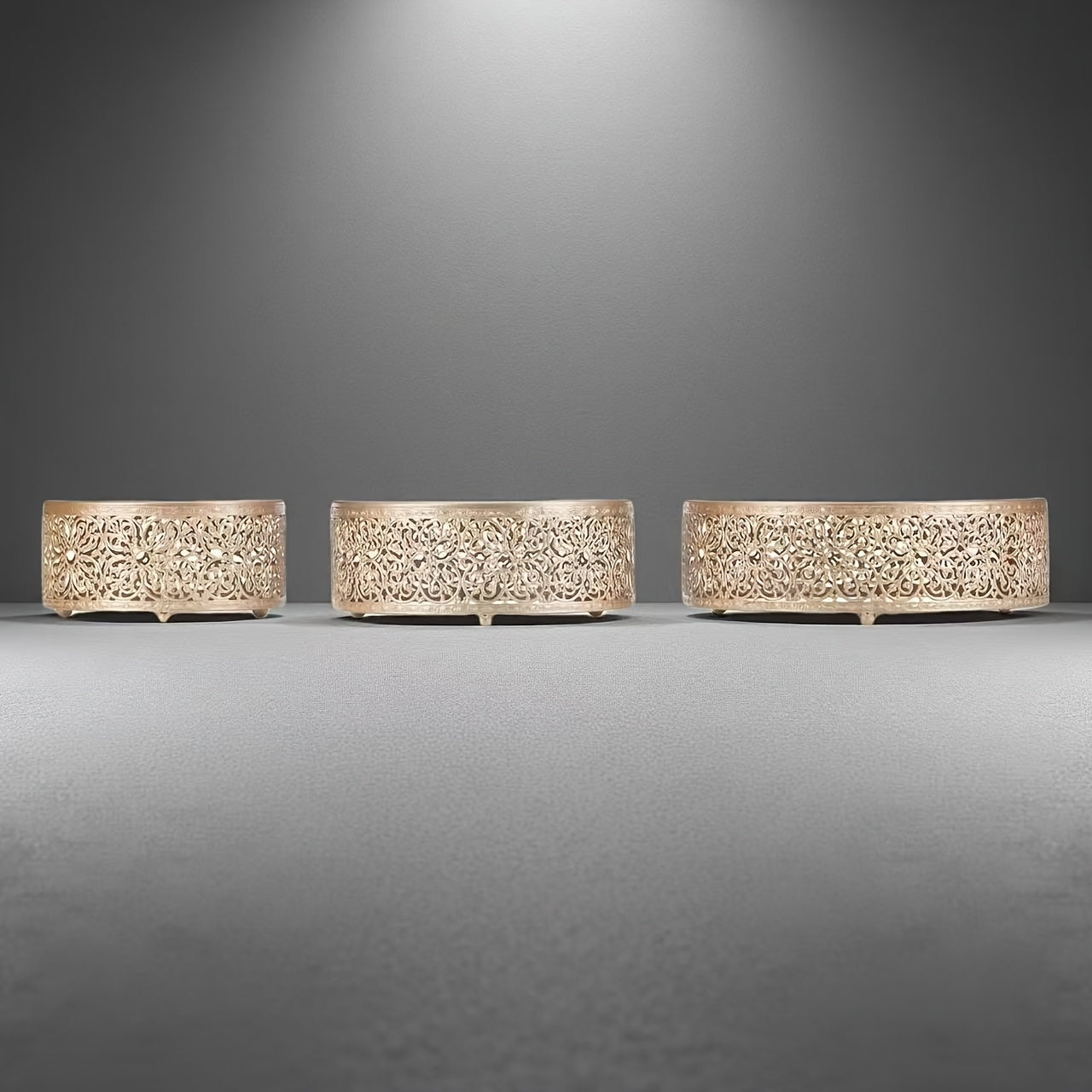 3-Piece Champagne Gold Wedding Display Stand - Reusable Anniversary Party Decoration Tray