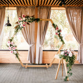 Elegant 243.84cm Rustic Wood Arch Kit for Wedding Ceremonies & Garden Parties - Vintage Style, Easy Assembly, Reusable Pine & Metal Arbor Backdrop Stand, Natural Wood Finish, Perfect for Autumn Themed Events, Wooden Decor