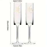 YumiPLUS 2pcs Mr & Mrs Crystal Champagne Glasses Set - Elegant Long Stem, Reusable, Insulated for Weddings, Engagements, and Special Occasions