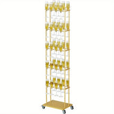 Party Champagne Wall, 5-layer movable champagne wall rack, capable of accommodating 40 tall glasses of various sizes, metal champagne tower, wheeled glass rack, small size, suitable for parties, weddings, events, and Christma