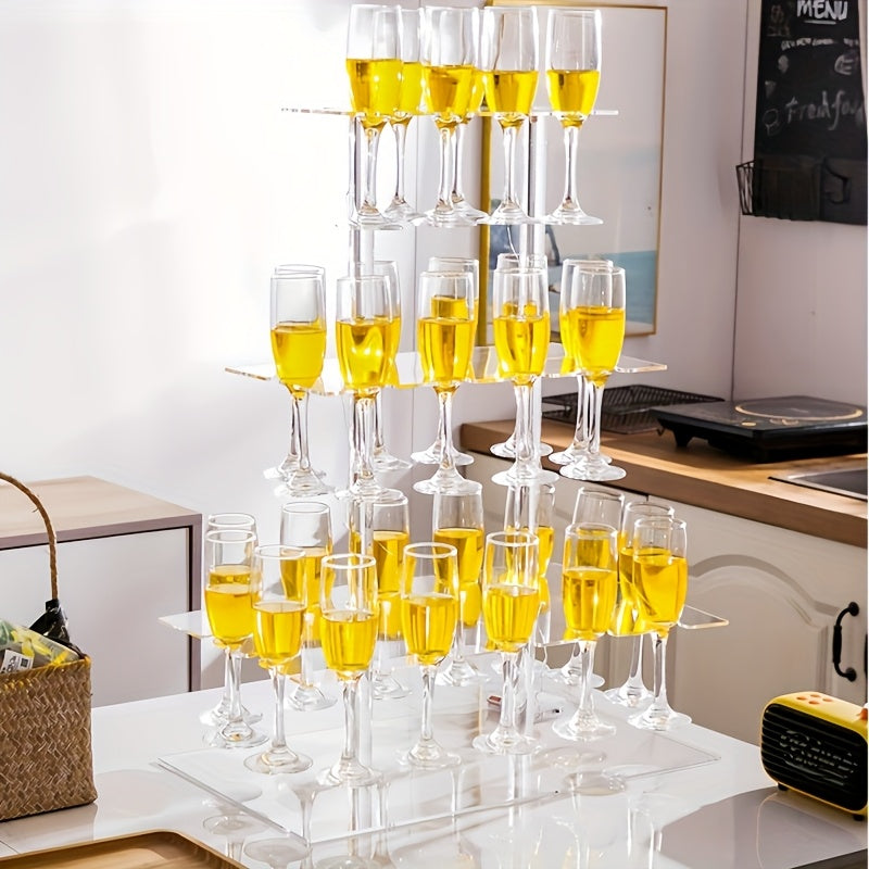 1pc elegant transparent three-layer cocktail glass stand for 36 cups - tower champagne glass display stand perfect for parties and parties