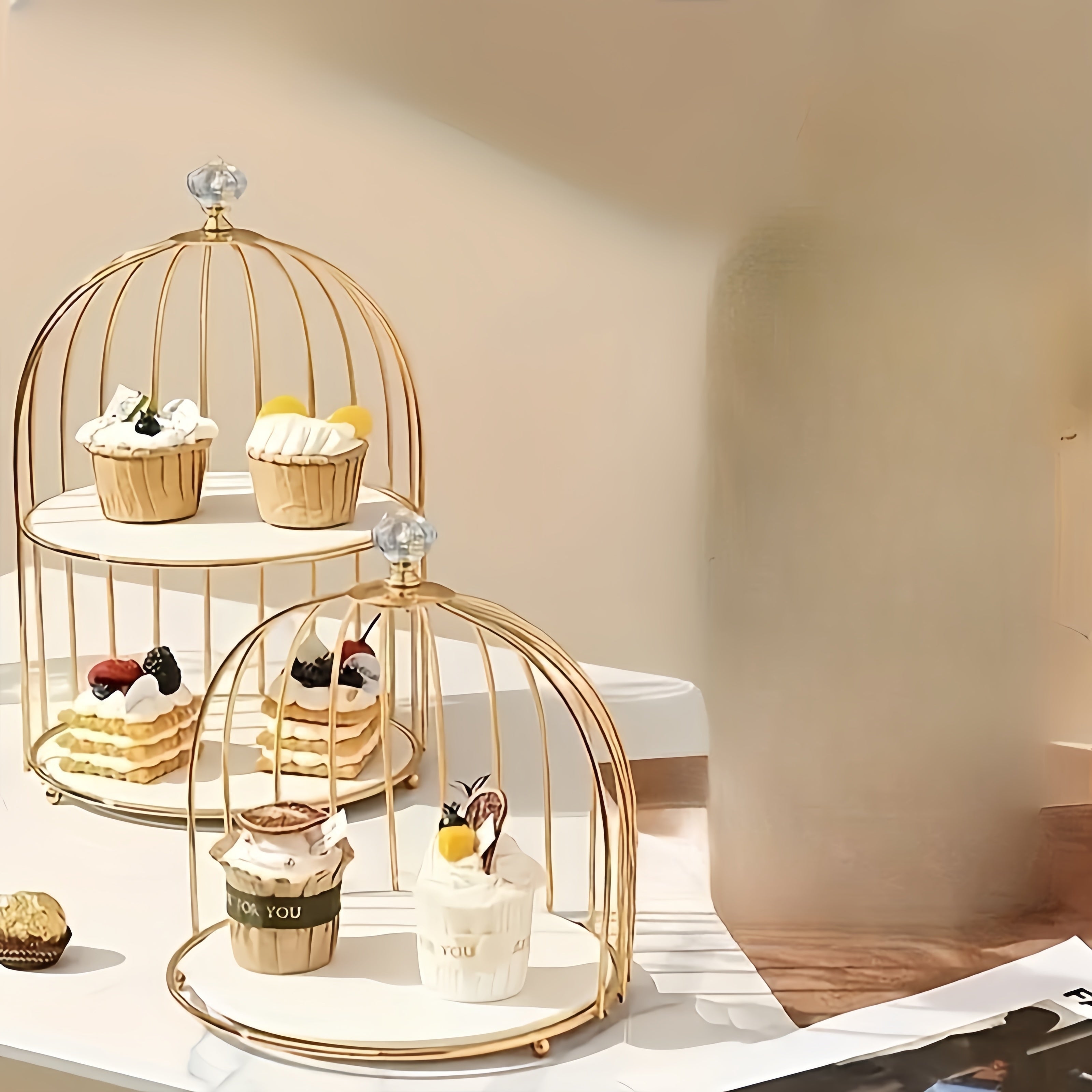 2 Exquisite Cake Display Stands of Different Heights, Exuding Unparalleled Sophistication And Elegance, Dessert Display Stands, Suitable for Snacks, Fruits And Candies Display