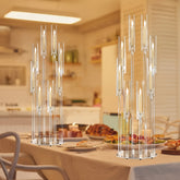 4pcs (4 Total Holders) - Modern Clear Acrylic Candleabra with 8 Arms, Tiered Heights, Stable Base - Elegant Centerpiece for Wedding, Dining Table, Party, Fireplace - Easy Assembly & Space-Saving Design - Ideal for Home or Eve