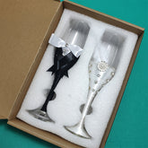 Elegant Black And White Wedding Toasting Glasses: Perfect for Any Special Occasion