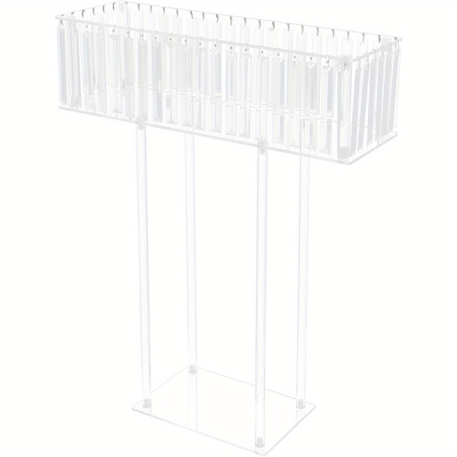 Large Modern Acrylic Wedding Flower Stand with Hanging Pendants - 9.36meter-like Height (59.94cmL x 77.98cmH) Clear Vase, Sturdy Base /Table Centerpiece