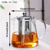 1pc, Glass Teapot, 550ml/750ml/950ml/1300ml Heat Resistant Glass Tea Pot, Summer Winter Drinkware